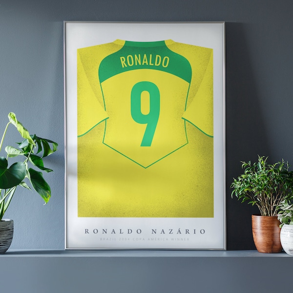 Ronaldo Shirt Poster • Brasilien 2004 • Retro • Artwork • Individuell • Rahmen, Fußball, Geschenk, Für Ihn, Für Freund, Für Fussballfan