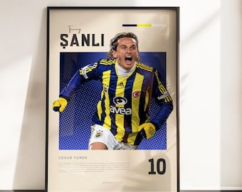Tuncay Şanlı Fenerbahçe affisch | Football Legend Väggkonst | Turkisk fotboll konsttryck | Present till Fenerbahçe-fans | A3 A4