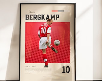 Dennis Bergkamp Arsenal-affisch | Bergkamps fotbollslegend | Arsenal London-väggkonst | Retro fotbollskonsttryck | Present till Arsenal-fans A3 A4