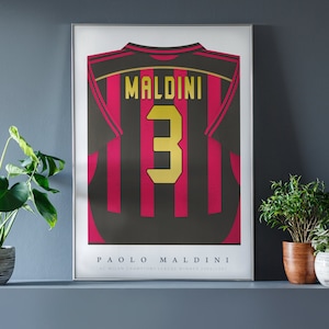 Maldini Shirt Poster • AC Milan 06/07 • Retro • Artwork • Football • Gift • For Him • For Friend • For Football Fan
