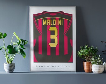 Maldini Shirt Poster • AC Milan 06/07 • Retro • Artwork • Football • Gift • For Him • For Friend • For Football Fan