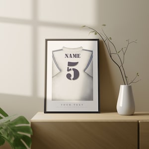 Personalised Real Madrid Shirt Poster • Gift • Retro • Artwork • Individual • Football • Present • For Him • For Football Fan