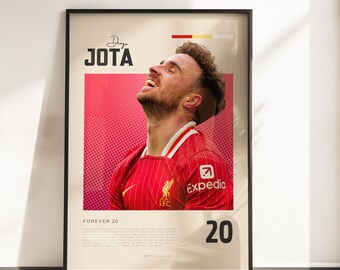 Diogo Jota Liverpool-affisch | För alltid nummer 20 | Liverpool FC fotbollslegend | Diogo Jota-hyllningsväggkonst | Fotbollspresent A3 A4