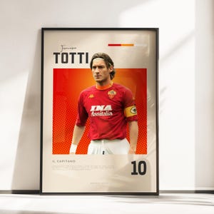 Retro Vibes Poster of Francesco Totti | Roma Legend | A3 & A4 Sizes | Black Frame Optional | High Quality Photo Print