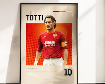 Retro Vibes Poster of Francesco Totti | Roma Legend | A3 & A4 Sizes | Black Frame Optional | High Quality Photo Print