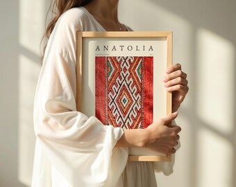 Oriental Carpet Pattern Poster • Anatolia Design in A3 & A4, Boho Wall Decor, Vintage Style, Cultural, Ethnic, Carpet Universe