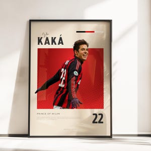 Póster Retro Vibes de Kaká | Leyenda de Milán | Tamaños A3 y A4 | Marco negro opcional | Impresión fotográfica de alta calidad