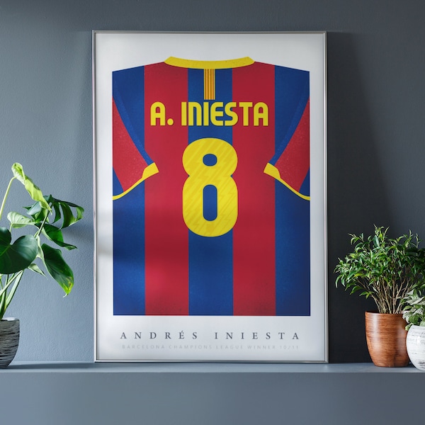 Iniesta Shirt Poster • Barcelona 10/11 • Retro • Artwork • Individual • Football • Gift • For Him • For Boyfriend • For Football Fan