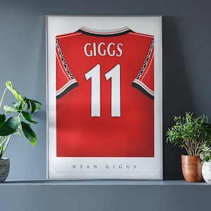 Ryan Giggs Shirt Poster • Manchester United 98/99 • Retro • Artwork • Football • Gift • For Him • For Boyfriend • For Football Fan