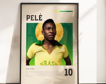 Retro Vibes Poster of Pelé | Brazilian Football Legend | A3 & A4 Sizes | Black Frame Optional | High-Quality Photo Print