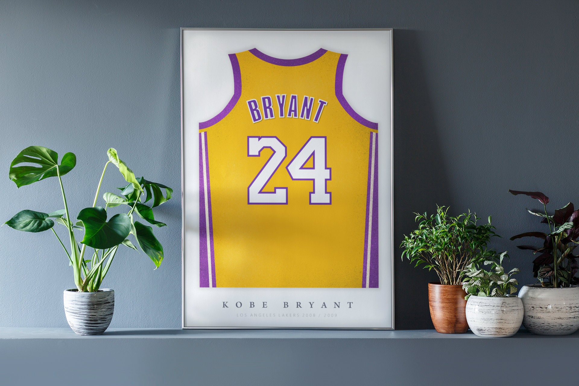 Kobe Bryant Jersey Poster LA Lakers 08/09 Retro Artwork 