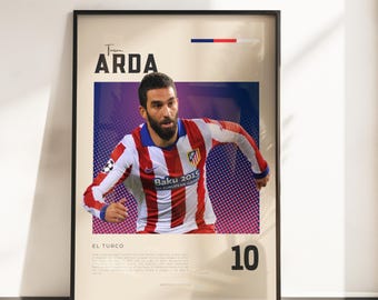 Arda Turan Atlético Madrid-affisch | Arda Turan fotbollslegend | Atletico Madrid Retro väggkonst | Turkisk fotbollskonsttryck | A3 A4