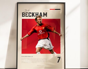 Retro Vibes Poster of David Beckham | Manchester United Legend | A3 & A4 Sizes | Black Frame Optional | High-Quality Photo Print