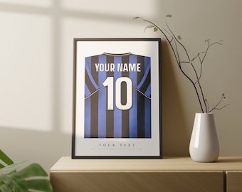 Personalised Inter Milan Shirt Poster • Gift • Artwork • Individual • Football • For Him | For Boyfriend | For Football Fan