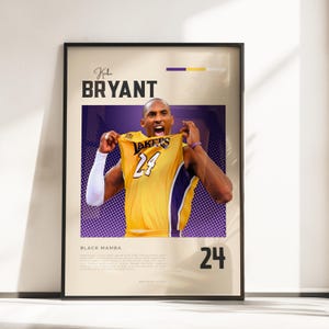 Póster Retro Vibes de Kobe Bryant | Leyenda del baloncesto | Tamaños A3 y A4 | Marco negro opcional | Impresión de fotografías de alta calidad