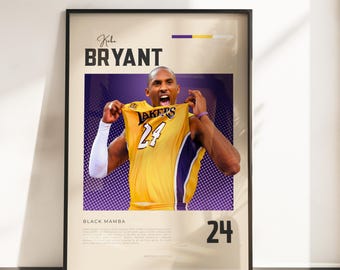 Retro Vibes Poster of Kobe Bryant | Basketball Legend | A3 & A4 Sizes | Black Frame Optional | High-Quality Photo Print
