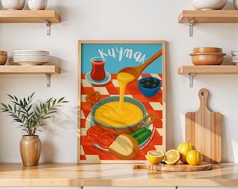 Retro Kuymak Poster | Vintage Kitchen Art Print | Gallery Wall Art Print | Retro Kitchen Decor | Printable Wall Decor |
