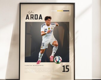 Arda Güler Real Madrid affisch | Arda Güler Fotboll Väggkonst | Turkisk fotbollstjärna konsttryck | Present till Madrid-fans | A3 A4