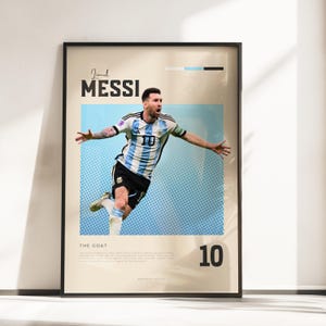Póster Vibraciones retro de Lionel Messi | CABRA | Tamaños A3 y A4 | Marco negro opcional | Impresión fotográfica de alta calidad