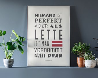 Latvian • Latvian • Nobody is perfect • Funny sayings • Gift • Poster • Wall decoration • For him, her • For Latvians • Latvia