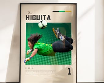 Retro Vibes Poster of René Higuita | Goalkeeper Legend | A3 & A4 Sizes | Black Frame Optional | High-Quality Photo Print