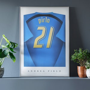 Andrea Pirlo Shirt Poster • Italy 2006 • Retro • Artwork • Football • Gift • For Him • For Friend • For Football Fan