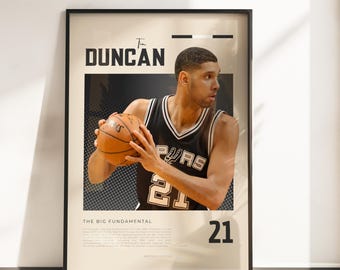 Retro Vibes Poster by Tim Duncan | San Antonio Spurs Legend | A3 & A4 Sizes | Black Frame Optional | High-Quality Photo Print