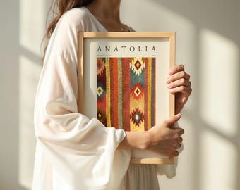 Oriental Carpet Pattern Poster • Anatolia Design in A3 & A4, Boho Wall Decor, Vintage Style, Cultural, Ethnic, Carpet Universe