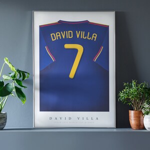 Pôster da camisa David Villa • Espanha 2010 • Retrô • Arte • Futebol • Presente • Para ele • Para o namorado • Para fã de futebol