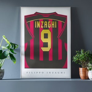 Inzaghi Shirt Poster • AC Milan 06/07 • Retro • Artwork • Football • Gift • For Him • For Friend • For Football Fan