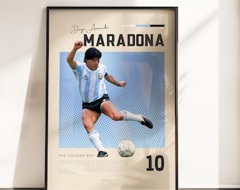 Retro Vibes Poster of Diego Maradona | Argentinian Football Legend | A3 & A4 Sizes | Black Frame Optional | High-Quality Photo Print