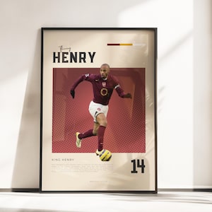 Póster Vibraciones retro de Thierry Henry | Leyenda del Arsenal | Tamaños A3 y A4 | Marco negro opcional | Impresión fotográfica de alta calidad