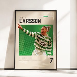Póster Retro Vibes de Henrik Larsson | Leyenda celta | Tamaños A3 y A4 | Marco negro opcional | Impresión fotográfica de alta calidad