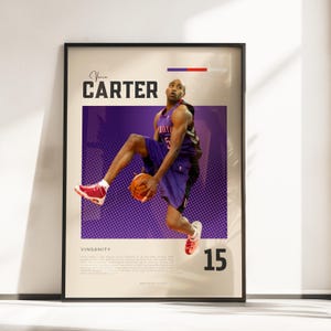 Retro Vibes Poster von Vince Carter | Toronto Raptors Legende | A3 & A4 Größen | Schwarzer Rahmen optional | Hochwertiger Fotodruck