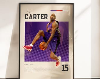 Retro Vibes Poster by Vince Carter | Toronto Raptors Legend | A3 & A4 Sizes | Black Frame Optional | High-Quality Photo Print