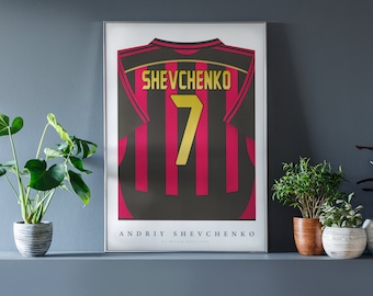 Shevchenko Shirt Poster • AC Milan 06/07 • Retro • Artwork • Football • Gift • For Him • For Friend • For Football Fan