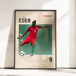Póster Retro Vibes de Eder | Leyenda de Portugal | Tamaños A3 y A4 | Marco negro opcional | Impresión fotográfica de alta calidad