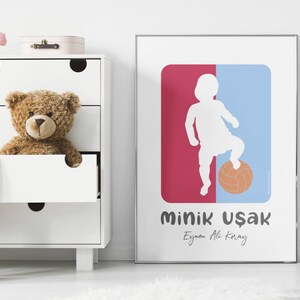 Poster per bambini Trabzonspor personalizzato • Regalo • Opera d'arte • Individuale • Minik Usak • Per lui • Per bambini • Per tifosi di calcio