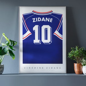 Zinedine Zidane Shirt Poster • France 1998 • Retro • Artwork • Football • Gift • For Him • For Friend • For Football Fan