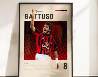 Retro Vibes Poster by Gennaro Gattuso | Milan Legend | A3 & A4 Sizes | Black Frame Optional | High Quality Photo Print