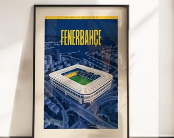 Stadion Poster Fenerbahce | Arena Stadium | A3 & A4 Größen | Schwarzer Rahmen optional | Hochwertiger Fotodruck