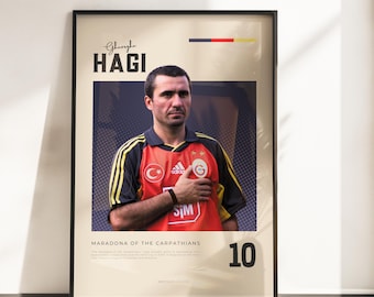 Retro Vibes Poster by Gheorghe Hagi | Galatasaray Legend | A3 & A4 Sizes | Black Frame Optional | High-Quality Photo Print
