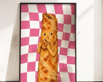 Lustiges Burek Poster Küche | Byrek Wandbild | Balkan Küche Deko | Bosnische Food Art | Geschenk für Burek Fans | A3 A4 | Börek
