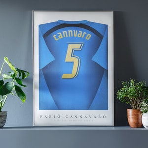 Cannavaro Shirt Poster • Italy 2006 • Retro • Artwork • Football • Gift • For Him • For Friend • For Football Fan