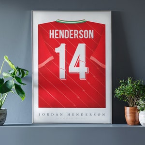 Jordan Henderson Shirt Poster • Liverpool 21/22 • Retro • Artwork • Football • Gift • For Him • For Boyfriend • For Football Fan