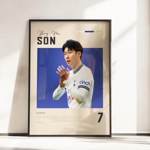 Póster Retro Vibes de Heung-Min Son | Leyenda del Tottenham | Tamaños A3 y A4 | Marco negro opcional | Impresión fotográfica de alta calidad