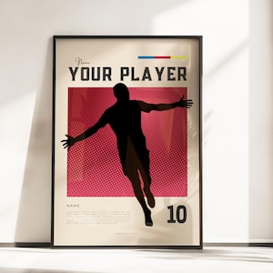 Póster de leyenda del fútbol personalizado | Personalizado | Tamaños A3 y A4 | Marco negro opcional | Impresión fotográfica de alta calidad