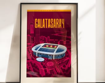 Stadion Poster Galatasaray | Arena Stadium | A3 & A4 Größen | Schwarzer Rahmen optional | Hochwertiger Fotodruck