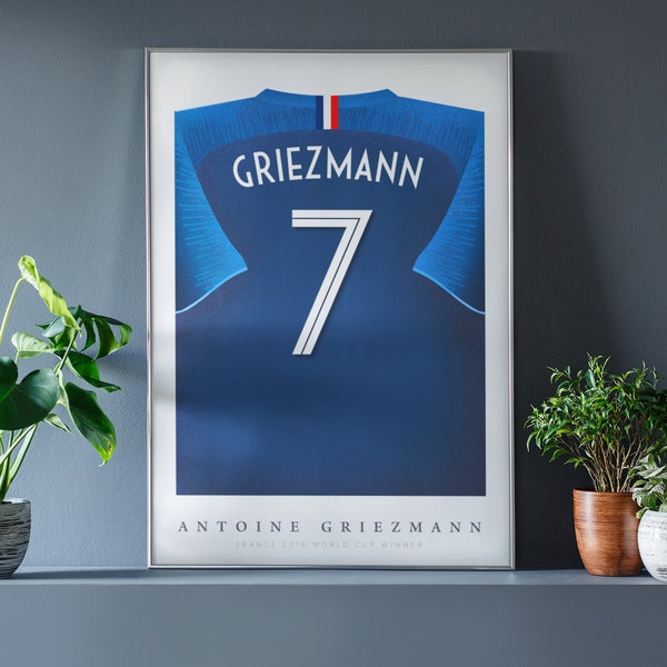 Griezmann Shirt Poster • Frankreich 2018 • Retro • Artwork • Fußball • Geschenk • Für Ihn • Für Freund • Für Fussballfan