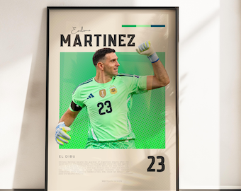 Emiliano Martinez Argentina-affisch | Dibu Martinez världsmästare 2022 | Väggtryck | Målvaktskonsttryck | Gåva till fotbollsfans A3 A4